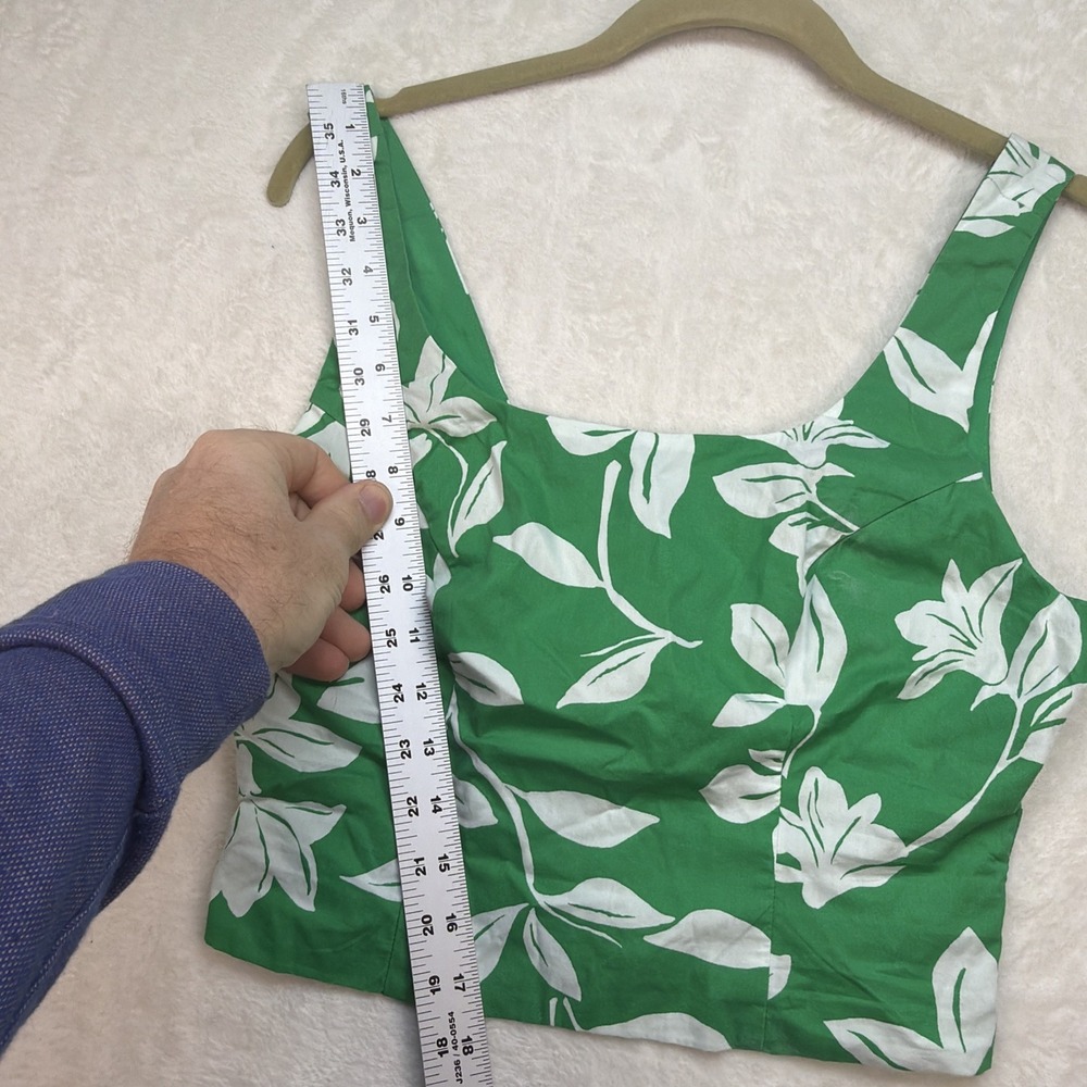 J Crew Floral Two Piece Set Womens Size 6 Green Crop Top Skirt Matching - Picture 3 of 16